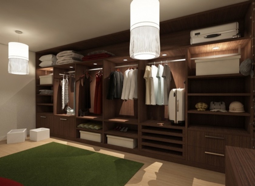 Классическая гардеробная комната из массива с подсветкой Хабаровск